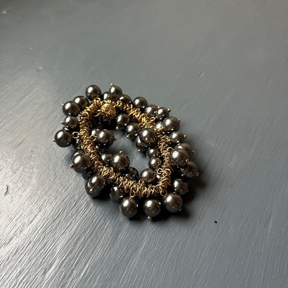JCrew early 2010s bauble bracelet gold and charcoal beads